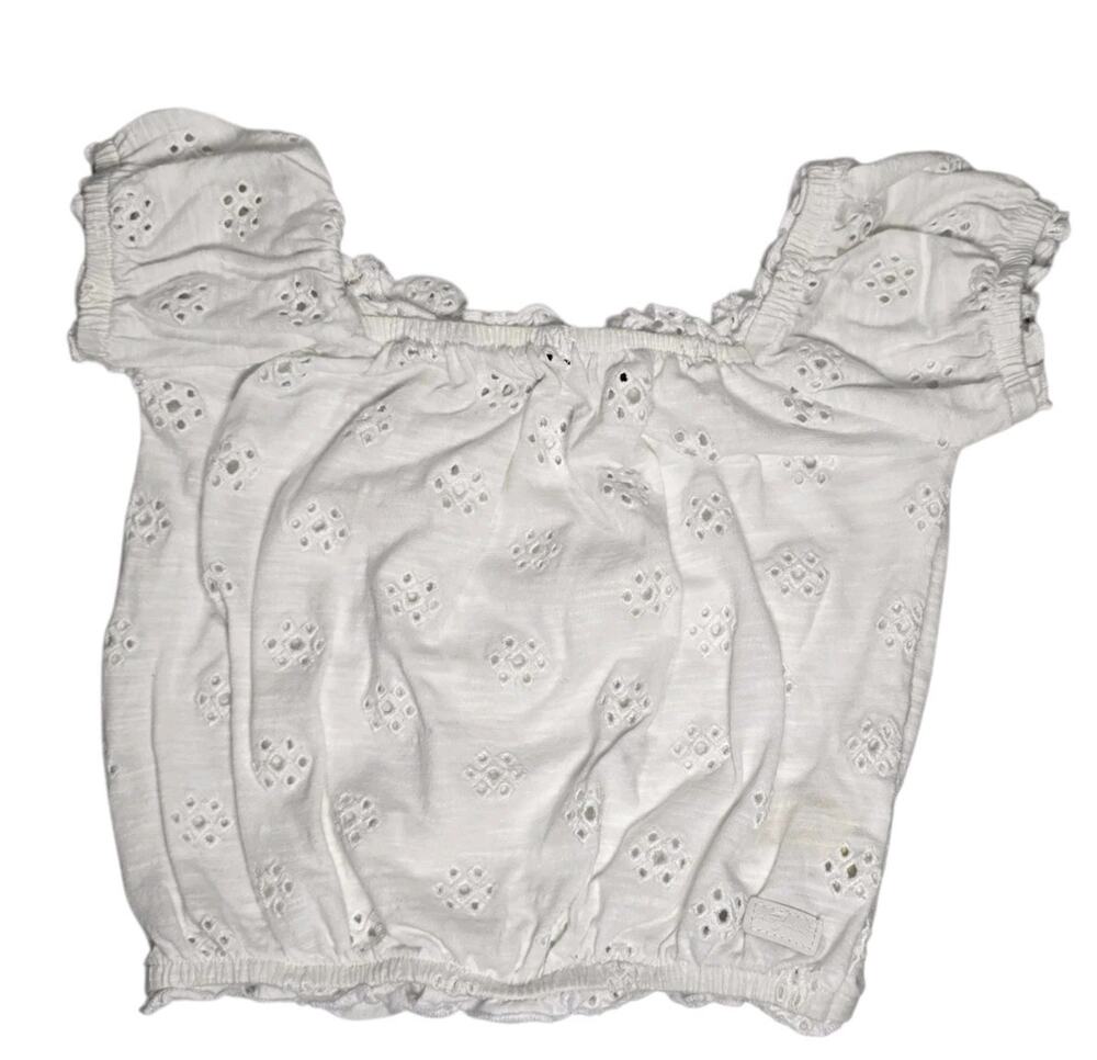 7 FOR ALL MANKIND White Ruffle Eyelet Blouse Embroidered Girls' Small